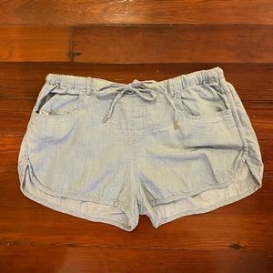 Chambray Drawstring Shorts